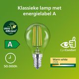 Philips Ultra Efficient LED kogellamp Transparant - 40 W - E14 - Warmwit licht - Energielabel A