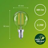 Philips Ultra Efficient LED kogellamp Transparant - 40 W - E14 - Warmwit licht - Energielabel A