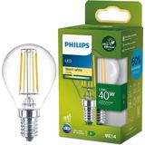 Philips Ultra Efficient LED kogellamp Transparant - 40 W - E14 - Warmwit licht - Energielabel A