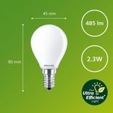 Philips Ultra Efficient LED - Kogellamp - Mat - 40W - E14 fitting - Warmwit licht - Energielabel A