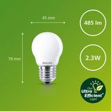Philips Ultra Efficient LED - Kogellamp - Mat - 40W - E27 fitting - Dimbaar warmwit licht - Energielabel A