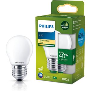 Philips Ultra Efficient LED - Kogellamp - Mat - 40W - E27 fitting - Dimbaar warmwit licht - Energielabel A