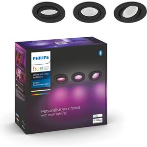 Philips Hue Centura inbouwspot wit en gekleurd wit 3 pack zwart rond GU10