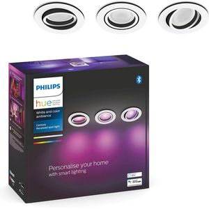 Philips Hue White and colour ambience 3-pack Centura recessed spotlight, Smart lighting spot, Bluetooth, White, LED, Synthetics, Non-changeable bulb(s)
