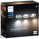 Philips Hue Milliskin Inbouwspot - Warm- tot Koelwit Licht - 3-Pack - Wit - Rond - GU10