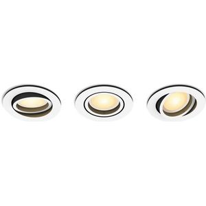Philips Hue Milliskin Inbouwspot - Warm- tot Koelwit Licht - 3-Pack - Wit - Rond - GU10