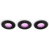 Philips Hue Xamento badkamerinbouwspot - wit en gekleurd licht - 3-pack - zwart - rond