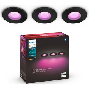 Philips Hue Xamento badkamerinbouwspot - wit en gekleurd licht - 3-pack - zwart - rond