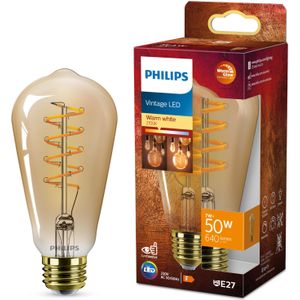Philips Deco LED - WarmGlow - 50W - E27 fitting - ST64 Edison lampvorm - Amberkleurige lamp