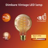 Philips Deco LED - WarmGlow - 50W - E27 fitting - G95 Globe lampvorm - Amberkleurige lamp