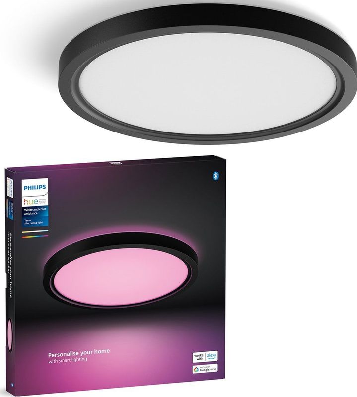 Philips Hue Tento plafondlamp wit en gekleurd licht rond zwart Ø30