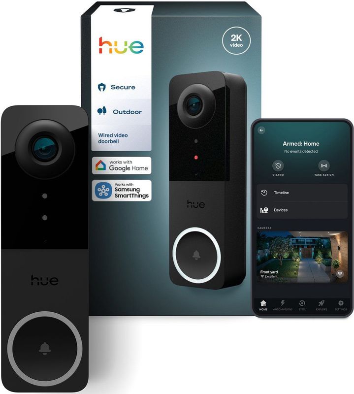 Hue Secure - Videodeurbel - 2K-video - Werkt met Philips Hue lampen - Dag- en Nachtvisie