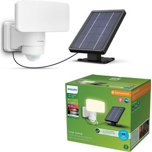 Philips Tylus beveiligingslamp - UltraEfficient LED - Solar buitenlamp - Helder warm licht; 3000K - Wit - Bewegingssensor - Schemersensor - Zonne-energie