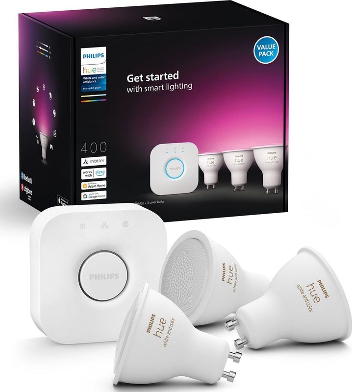 Philips - Hue Starterkit - Slimme Verlichting - Wit en Gekleurd Licht - 3 Pack