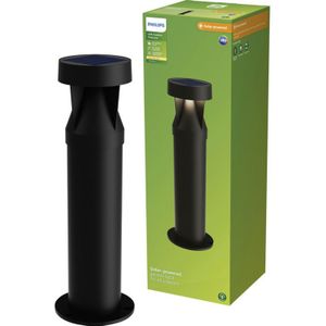 Philips Avery tuinpaal - Solar buitenlamp - Warm wit licht; 2700K - Zwart - Zonne-energie - tuinpadverlichting - Sokkellamp