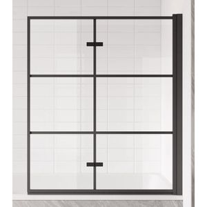 Badplaats Badwand Berkan 120 x 140 cm - Zwart - Badscherm Draaibaar 5 mm dik - Veiligheidsglas en Antikalk