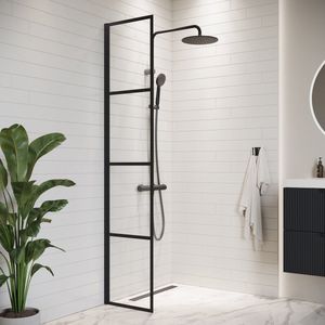 Duschwand Essos 40 x 200cm Glas Duschabtrennung Schwarz - Walk-I