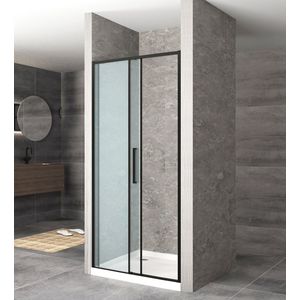 Badplaats Douchewand Denton 140 x 195 cm - Zwart - Veiligheidsglas Inclusief Schuifdeur - Geschikt voor Inloopdouche