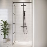 Badplaats Douchewand Essos 50 x 200 cm - Zwart – Inloopdouche 8 mm Veiligheidsglas
