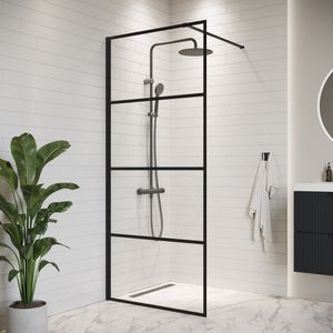 Duschwand Essos 50 x 200cm Glas Duschabtrennung Schwarz - Walk-I