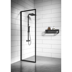 Duschwand Georgia 40 x 200cm Glas Duschabtrennung Schwarz - Walk