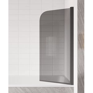Badplaats Badwand Torino 80 x 140 cm - Rookglas - Zwart - Badscherm Draaibaar 5 mm dik - Veiligheidsglas