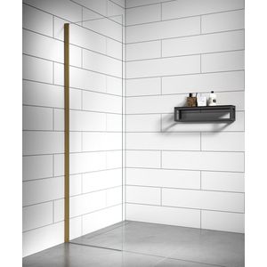 Badplaats Douchewand Florida 40 x 200 cm - Goud – Transparant Glas Inloopdouche 8 mm Veiligheidsglas