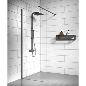 Badplaats Douchewand Florida 80 x 200 cm - Gun Metal – Inloopdouche 8 mm Veiligheidsglas