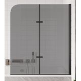 Badplaats Badwand Austin 120 x 140 cm - Rookglas - Zwart - Badscherm Draaibaar 5 mm dik - Veiligheidsglas en Antikalk