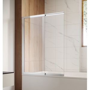 Badplaats Badwand Moka 110 x 140 cm - Chroom - Badscherm schuifdeur 5 mm dik - Veiligheidsglas en Antikalk