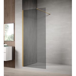 Badplaats Douchewand Rizani 80 x 200 cm - Goud – Getint Rookglas Inloopdouche 8 mm Veiligheidsglas