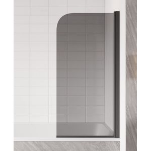 Badplaats Badwand Torino 90 x 140 cm - Rookglas - Zwart - Badscherm Draaibaar 5 mm dik - Veiligheidsglas