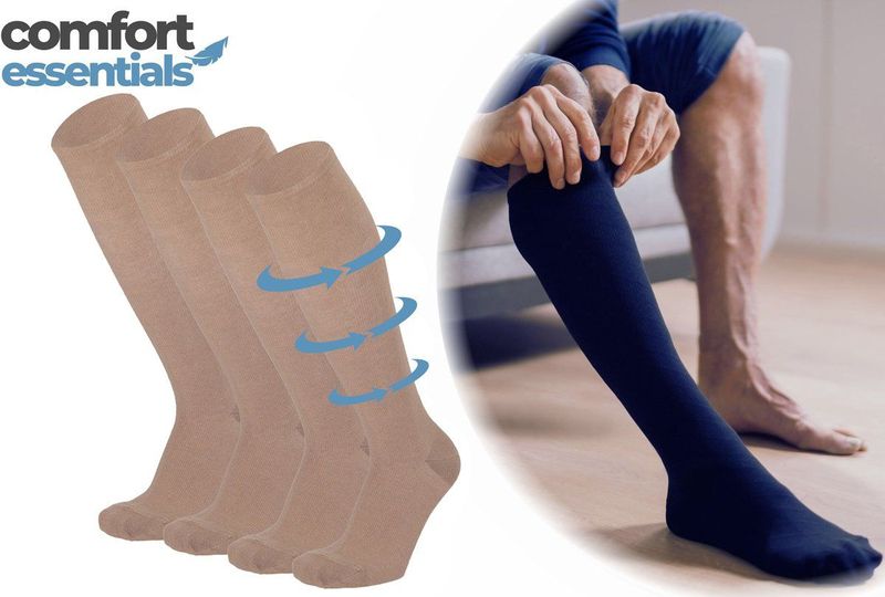 Comfort Essentials - Compressiesokken - Beige - 2 Paar - Steunkousen