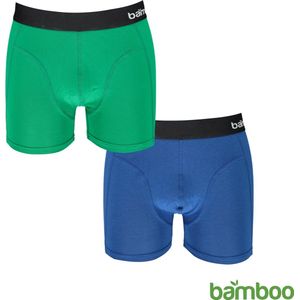 Bamboe Boxershort Heren Blauw / Groen 2-Pack - Maat  S