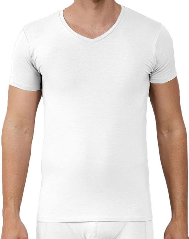 Apollo heren T-shirt Bamboe - V Hals- 2-pack - Wit