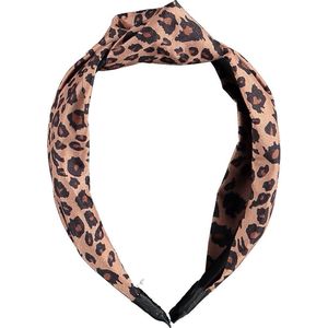 Sarlini - Haarband Leopard - Diadeem - Haar accessoires vrouwen - Panterprint - Dames - Polyester - Bruin