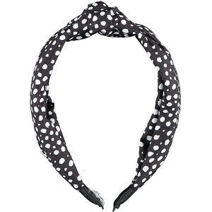 Sarlini - Haarband Polka Dot - Diadeem - Haar accessoires vrouwen - Stippen - Dames - Polyester - zwart - wit
