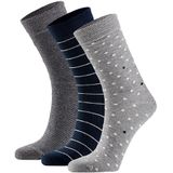 Dames Sokken Hartjes Gestreept Sterren Print Bio Katoen 6-Pack Grijs / Zwart - Maat 35-38