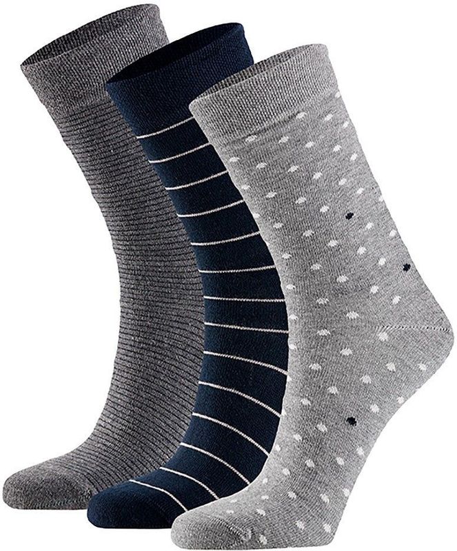 Dames Sokken Hartjes Gestreept Sterren Print Bio Katoen 6-Pack Grijs / Zwart - Maat 35-38