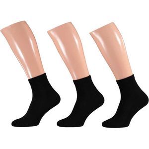 Apollo - Basic Quarter - Sportsokken - Zwart - 3 Paar - Biologisch Katoen