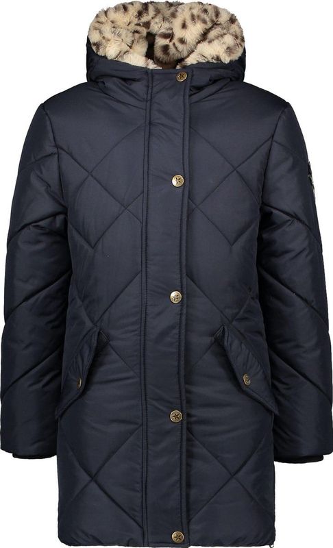 Like FLO - Trendy Lange Parka - Donkerblauw - Gerecycled Polyester