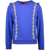 B-nosy - Meisjes Trui - Cobalt Blue - Verticale Ruffles - Contrast Tape met Zebra Print