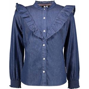 B. Nosy - Meisjes Blouse - Denim - Ruffle - Knoopjes
