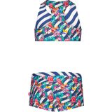 Just Beach - Halterbikini - Reversible - Meisjes - Wavy Streep en Vogels