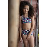 Just Beach - Halterbikini - Reversible - Meisjes - Wavy Streep en Vogels