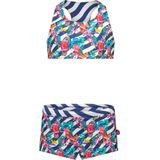 Just Beach - Halterbikini - Reversible - Meisjes - Wavy Streep en Vogels