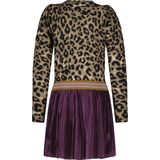 Like Flo - F208-5801 Jurk - Panter Rib - Plum-Cerise - Zacht Rib
