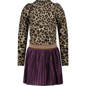 Like Flo - F208-5801 Jurk - Panter Rib - Plum-Cerise - Zacht Rib