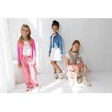 Like Flo - F211-5841 Jurk - Off White - Slub Jersey - Gouden Glitter