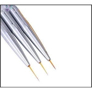 Nagel Art Pennen Set Van 3 | Nagel Penselen | ZILVER